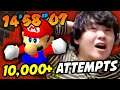 Mario 64 world record broken after 10,000 ATTEMPTS!!
