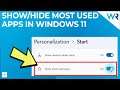 How to Show or Hide Most Used Apps in the Start Menu on Windows 11