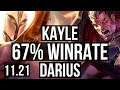 KAYLE vs DARIUS (TOP) | 67% winrate, 6 solo kills | EUW Master | 11.21