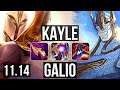 KAYLE vs GALIO (MID) (DEFEAT) | Rank 4 Kayle, 7 solo kills, Legendary | NA Challenger | v11.14