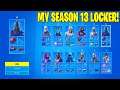 SHOWING MY LOCKER & STATS (SEASON 13) | ALL MY SKINS, PICKAXES, GLIDERS, EMOTES & MORE! | Fortnite!