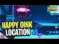 Fortnite Fortbyte #60 Location Accessible with Sign Spinner Emote in front happy Oink Restaurant
