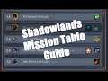 Shadowlands Mission Table Guide