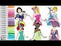 Disney Princess Coloring Book Pages Masquerade Outfits Cinderella Rapunzel Ariel Tiana Aurora Snow