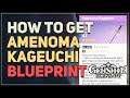 How to get Amenoma Kageuchi Inazuma Sword Craft Blueprint Genshin Impact