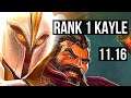 KAYLE vs GRAVES (TOP) | Rank 1 Kayle, Legendary, 11/3/7 | TR Master | v11.16