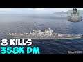 World of WarShips | Thunderer  | 8 KILLS | 358K Damage - Replay Gameplay 4K 60 fps