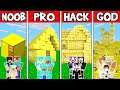 Minecraft: GOLD HOUSE BUILD CHALLENGE - NOOB vs PRO vs HACKER Animation