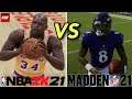 Can Lamar Jackson Rush For A 99 Yard TD BEFORE Shaq Makes A Three? | 2K vs Madden