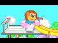 Lion Family Water Slide Cartoon for Kids