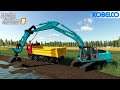 Farming Simulator 19 - KOBELCO Crawler Excavator Digging The Dirt From The Lake