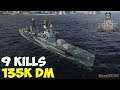 World of WarShips | Belfast | 9 KILLS | 135K Damage - Replay Gameplay 4K 60 fps