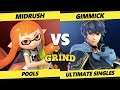 Smash Ultimate Tournament - Midrush (Sheik, Inkling) Vs. Gimmick (Marth) The Grind 106 SSBU Pools
