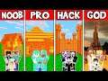 Minecraft: LAVA HOUSE BUILD CHALLENGE - NOOB vs PRO vs HACKER vs GOD in Minecraft Animation