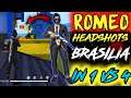 Solo Vs Squad- Headshots In Brasilia- Rank match- Romeo Gamer Free Fire