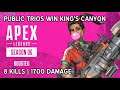 Apex Legends Season 6 | Public Trios Solo Queue King's Canyon — 8 Kills & 1700 Damage (PS4)