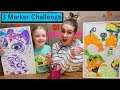 3 Marker Challenge w/ My Mom! GIANT Coloring Books! Trolls & Shimmer and Shine!!