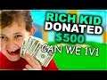 RICH KID Donates $___ To 1V1 ME On STREAM... Arsenal (ROBLOX)