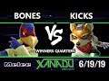 S@X 307 SSBM - Bones (Falco) Vs. Kicks (Fox) Smash Melee Winners Quarters