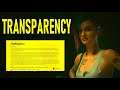 Cyberpunk 2077 Resolve With CD Projekt RED's Transparency!