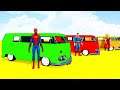 Homem-Aranha Parkour com Limusines Tratores Motos Ônibus Carros pista de obstáculos Gta 5