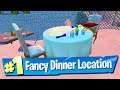 Serve Fishstick and his date a Fancy Dinner at any Restaurant Location - Fortnite