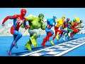 Spiderman w/ Superheroes Running Challenge (Funny Contest Gta 5) #205