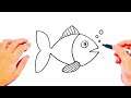 How to draw a Fish in 2 minutes Step by Step | Drawings Tutorials for Kids