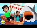 Ryan and Mommy Escape BIGGEST SHARK in ROBLOX! Let’s Play Roblox Shark Bite