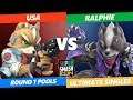 SSC 2019 SSBU -  USA (Fox) VS Ho3K Ralphie (Wolf) Smash Ultimate Round 1 Pools