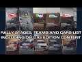 WRC 9 - Rally Stages, Teams and Cars List - Including Deluxe Edition Content (04.09.2020)