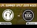 IG vs EDG Highlights Game 3 LPL Summer 2019 W3D5 Invictus Gaming vs Edward Gaming LPL Highlights by