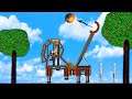 Wooden Catapult Destroy Destructible Houses in People Playground