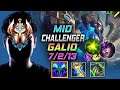 Challenger Galio MID vs Syndra - 챌린저 미드 갈리오 템트리 룬 만년서리 여진 ガリオ Галио 正义巨像 加里歐 - LOL KR 11.16