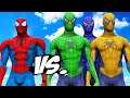 SPIDER-MAN VS GREEN SPIDERMAN, BLUE SPIDERMAN, YELLOW SPIDERMAN