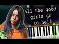 Billie Eilish - all the good girls go to hell Piano Tutorial (Sheet Music + midi) Synthesia cover