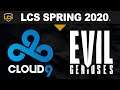 C9 vs EG - LCS 2020 Spring Split Week 9 Day 1 - Cloud9 vs Evil Geniuses