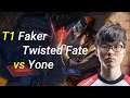 SKT T1 Faker Twisted Fate Mid vs Yone  | KR SoloQ Patch 11.15