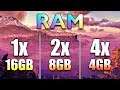 RAM Test : 1*16GB vs 2*8GB vs 4*4GB | PC Gameplay Benchmark in 18 Games
