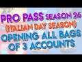 Tennis Clash Pro Pass Season 26 Opening All Bags of 3 Accounts [Italian Day Season]