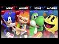 Super Smash Bros Ultimate Amiibo Fights   Request #4627 Sonic & Inkling vs Yoshi & Pac Man
