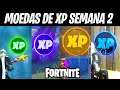 TODAS AS MOEDAS DE XP SEMANA 2 - Fortnite Temporada 4