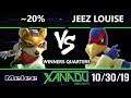 S@X 326 SSBM - jeez louise (Falco) Vs. ~20% (Fox) Smash Melee Winners Quarters