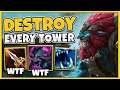 This NEW STRATEGY Destroys EVERY Tower in 15 Minutes! (One Man Army Trundle) - League of Legends