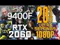 20 GAMES on Intel i5 9400F + RTX 2060 Ultra Settings 1080p Benchmark Test!