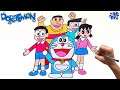 Doraemon Drawing || How to Draw Doraemon all Characters Easy Step by Step