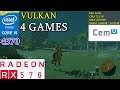 CEMU 1.20.0c VULKAN (ZELDA BOTW,XENOBLADE CX,BAYONETTA 2,MONSTER HUNTER 3U) ON i5 4570 RX 570 1080p