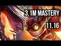 TWISTED FATE vs ZIGGS (MID) | 3.1M mastery, 5/1/5, 300+ games | NA Master | v11.16