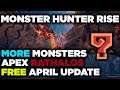 Monster Hunter Rise Free April Title Update! Apex Rathalos, More Elder Dragons (Chameleos+More?)!