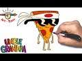 how to draw pizza Steve from uncle grandpa step by step